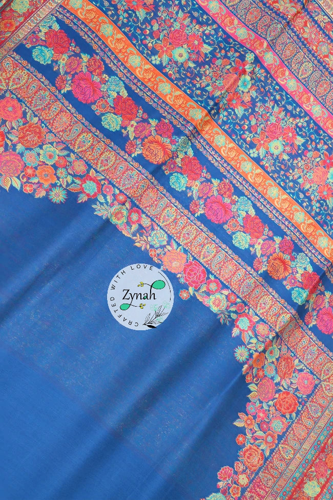 Zynah Pure Silk Kani Jamawar Saree with Grand Pallu & Border; Custom Stitched/Ready-made Blouse, Fall, Petticoat; Shipping available USA, Worldwide