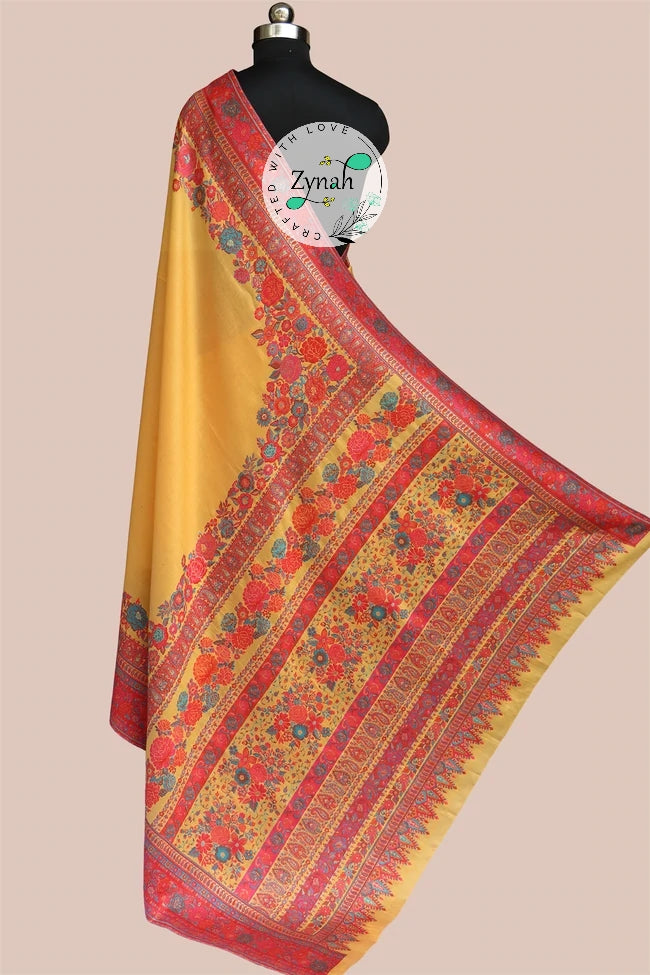 Zynah Pure Silk Kani Jamawar Saree with Grand Pallu & Border; Custom Stitched/Ready-made Blouse, Fall, Petticoat; Shipping available USA, Worldwide