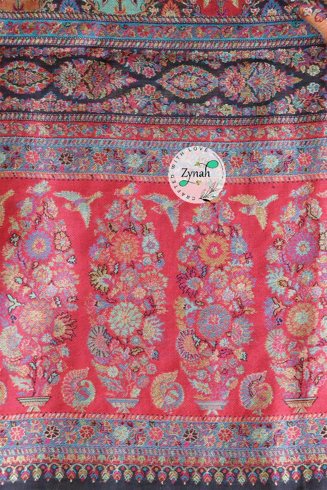 Zynah Pure Silk Kani Jamawar Saree with Butis Body, Grand Pallu & Border; Custom Stitched/Ready-made Blouse, Fall, Petticoat; Shipping available USA, Worldwide