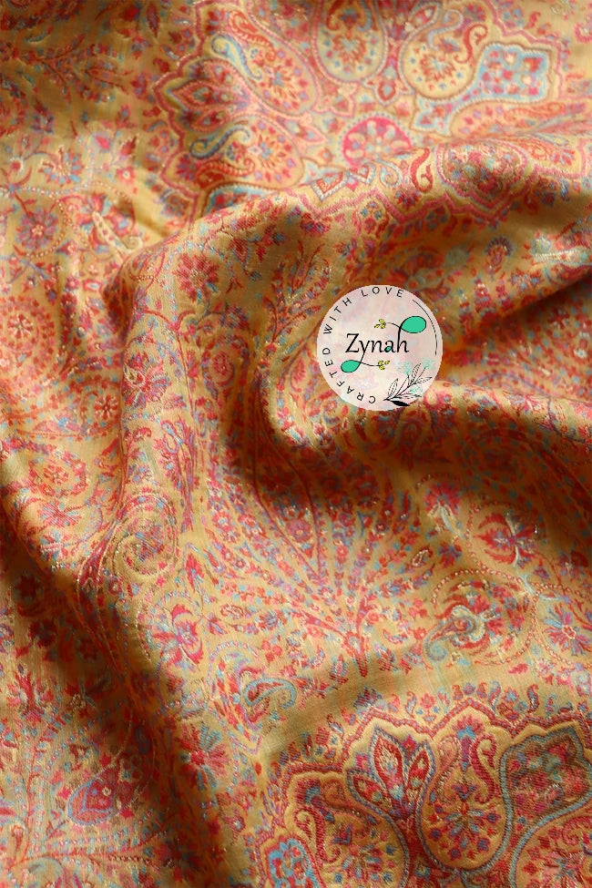 Zynah Pure Silk Kani Jamawar Saree with Grand Pallu & Border; Custom Stitched/Ready-made Blouse, Fall, Petticoat; Shipping available USA, Worldwide