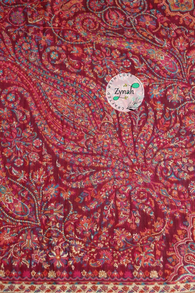 Zynah Pure Silk Kani Jamawar Saree with Grand Pallu & Border; Custom Stitched/Ready-made Blouse, Fall, Petticoat; Shipping available USA, Worldwide