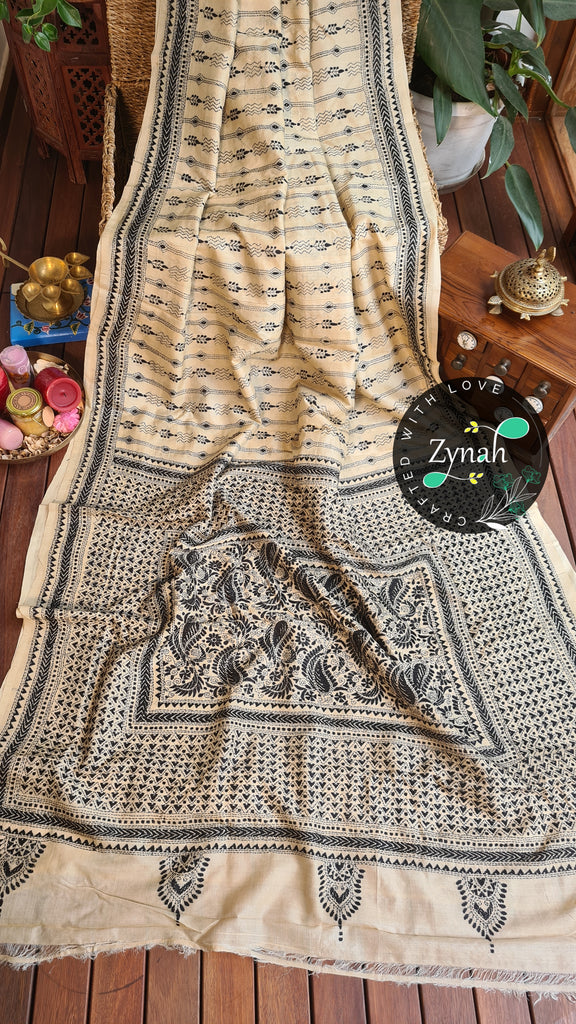 Zynah Pure Tussar Silk Kantha Saree; Custom Stitched/Ready-made Blouse, Fall, Petticoat; Shipping available USA, Worldwide