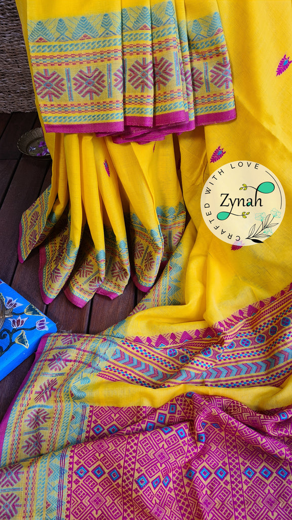 Zynah Pure Organic Khadi(140c) Jamdhani Saree; Custom Stitched/Ready-made Blouse, Fall, Petticoat; Shipping available USA, Worldwide