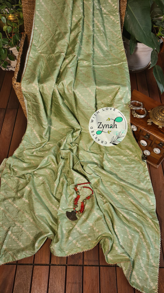 Zynah Pure Munga Silk Saree with Diagonal Stripes, Lehariya Style Weaving & Lace Border; Custom Stitched/Ready-made Blouse, Fall, Petticoat; Shipping available USA, Worldwide