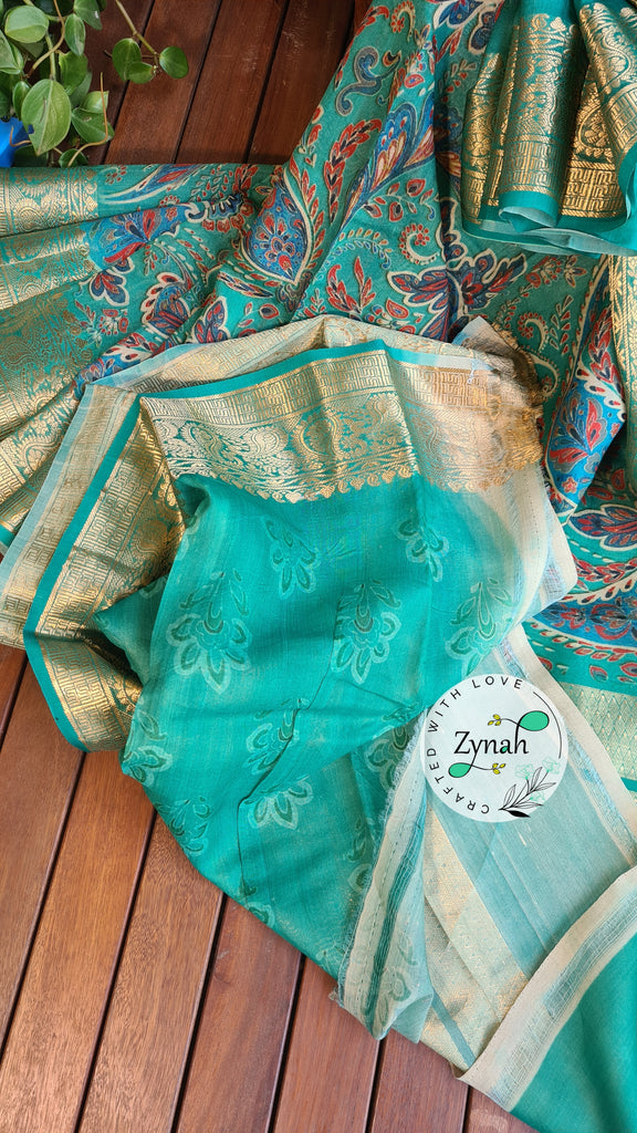 Zynah Pure Tussar Banarasi Silk Saree; Custom Stitched/Ready-made Blouse, Fall, Petticoat; Shipping available USA, Worldwide