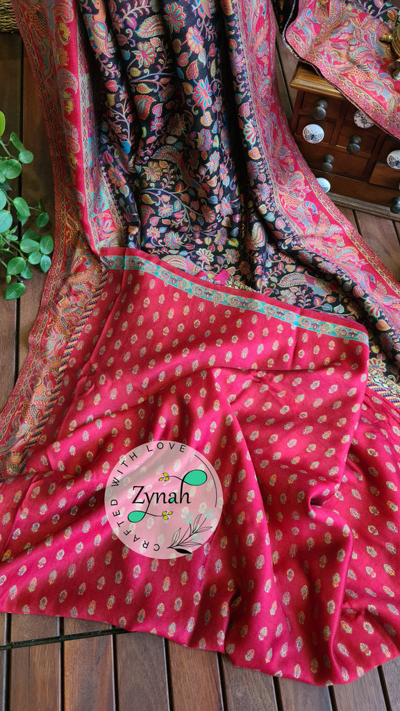 Zynah Pure Kani Silk Saree with Grand Pallu; Custom Stitched/Ready-made Blouse, Fall, Petticoat; Shipping available USA, Worldwide