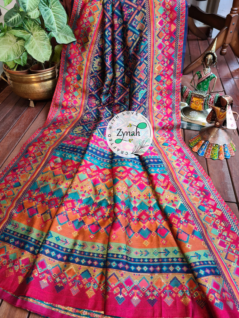 Zynah Blue Color Pure Kani Silk Saree with Grand Pallu; Custom Stitched/Ready-made Blouse, Fall, Petticoat; Shipping available USA, Worldwide