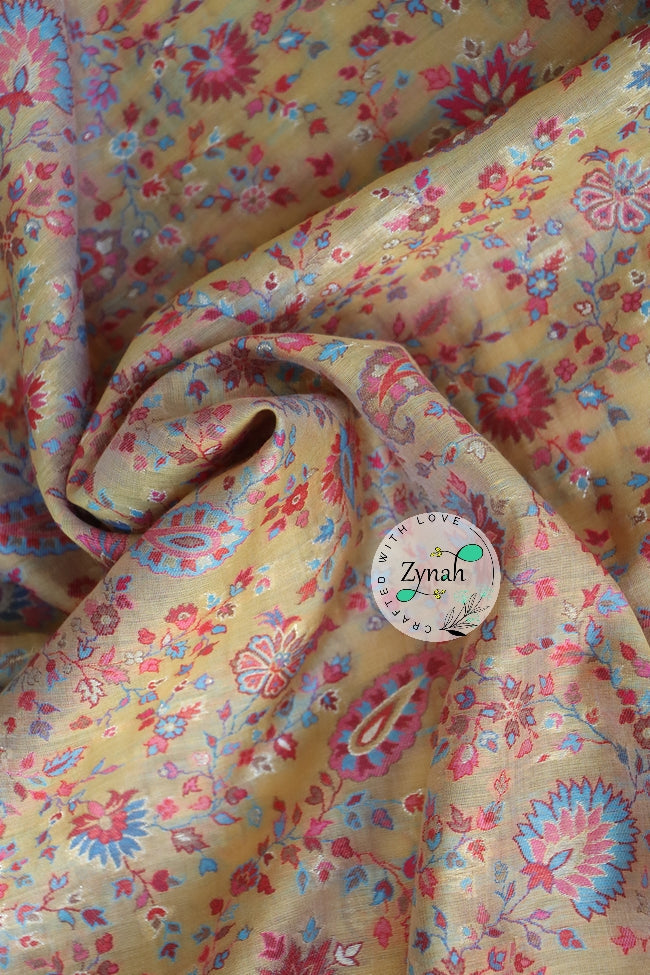 Zynah Pure Silk Kani Jamawar Saree with Grand Pallu & Border; Custom Stitched/Ready-made Blouse, Fall, Petticoat; Shipping available USA, Worldwide