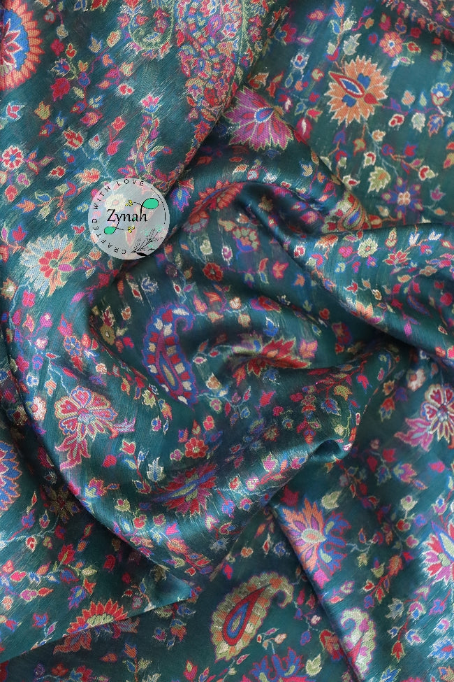 Zynah Pure Silk Kani Jamawar Saree with Grand Pallu & Border; Custom Stitched/Ready-made Blouse, Fall, Petticoat; Shipping available USA, Worldwide