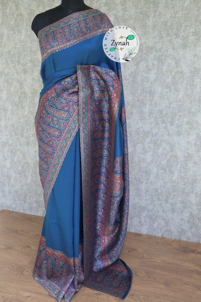 Zynah Pure Silk Kani Jamawar Saree with Grand Pallu & Border; Custom Stitched/Ready-made Blouse, Fall, Petticoat; Shipping available USA, Worldwide