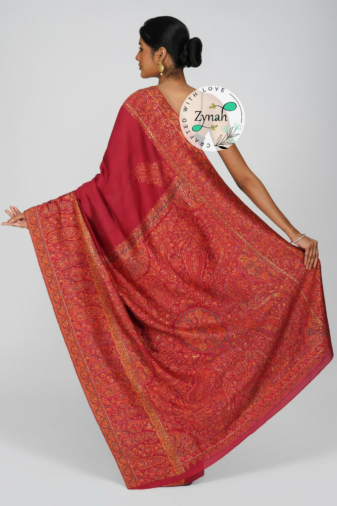 Zynah Pure Silk Kani Jamawar Saree with Grand Pallu & Border; Custom Stitched/Ready-made Blouse, Fall, Petticoat; Shipping available USA, Worldwide