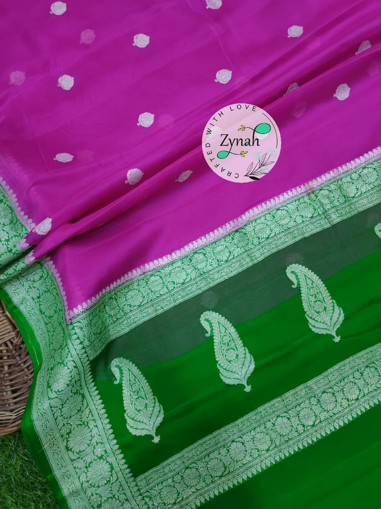 Zynah Pure Banarasi Handloom Khaddi Georgette Saree with Zari Weave; Custom Stitched/Ready-made Blouse, Fall, Petticoat; Shipping available USA, Worldwide