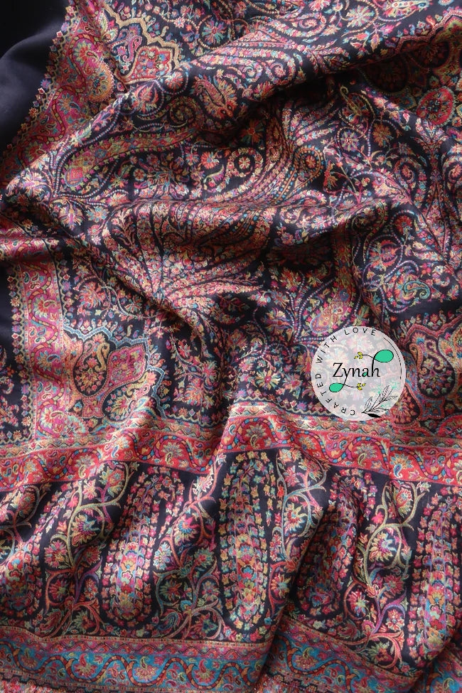 Zynah Pure Silk Kani Jamawar Saree with Grand Pallu & Border; Custom Stitched/Ready-made Blouse, Fall, Petticoat; Shipping available USA, Worldwide