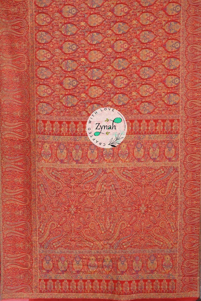 Zynah Pure Silk Kani Jamawar Saree with Grand Pallu & Border; Custom Stitched/Ready-made Blouse, Fall, Petticoat; Shipping available USA, Worldwide