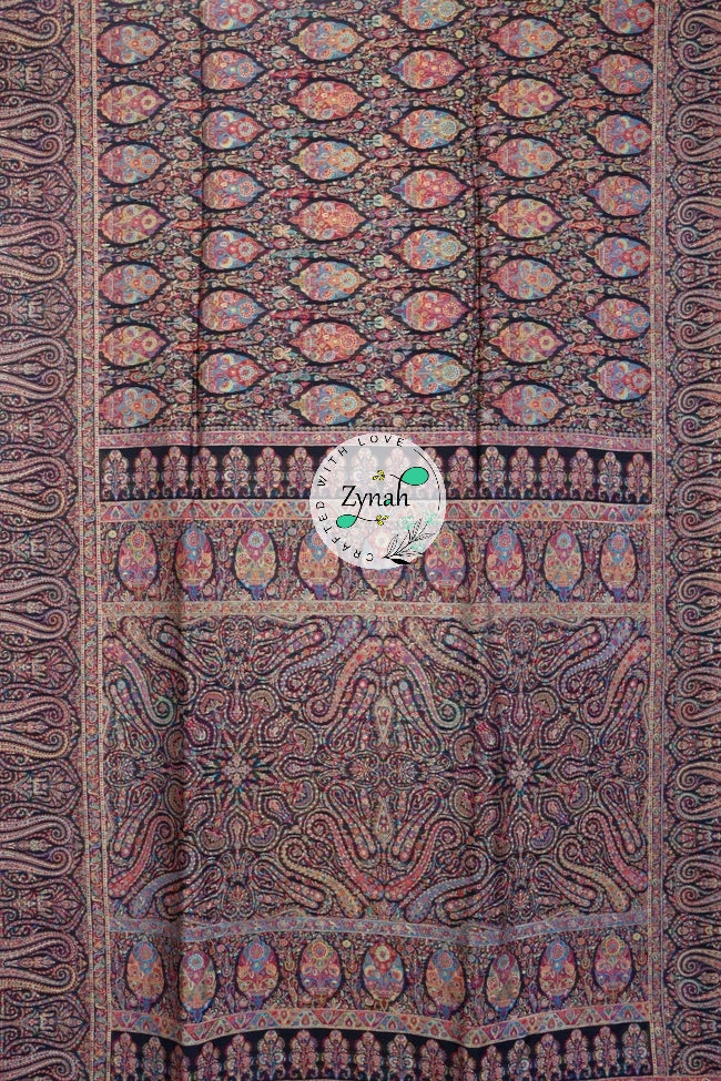 Zynah Pure Silk Kani Jamawar Saree with Grand Pallu & Border; Custom Stitched/Ready-made Blouse, Fall, Petticoat; Shipping available USA, Worldwide