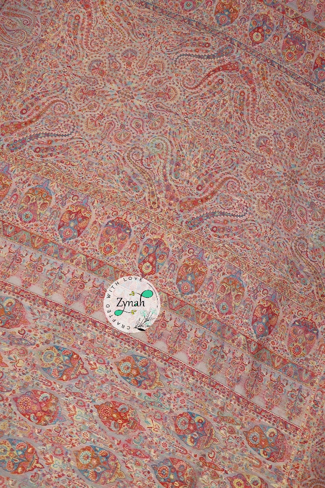 Zynah Pure Silk Kani Jamawar Saree with Grand Pallu & Border; Custom Stitched/Ready-made Blouse, Fall, Petticoat; Shipping available USA, Worldwide