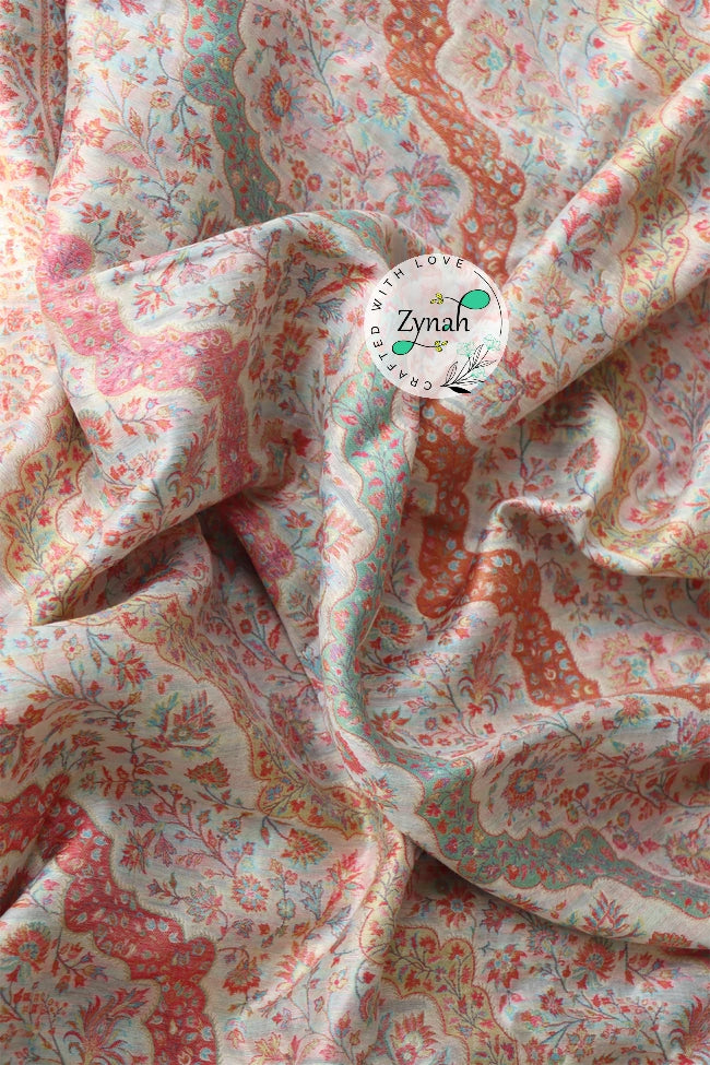 Zynah Pure Silk Kani Jamawar Saree with Grand Pallu & Border; Custom Stitched/Ready-made Blouse, Fall, Petticoat; Shipping available USA, Worldwide