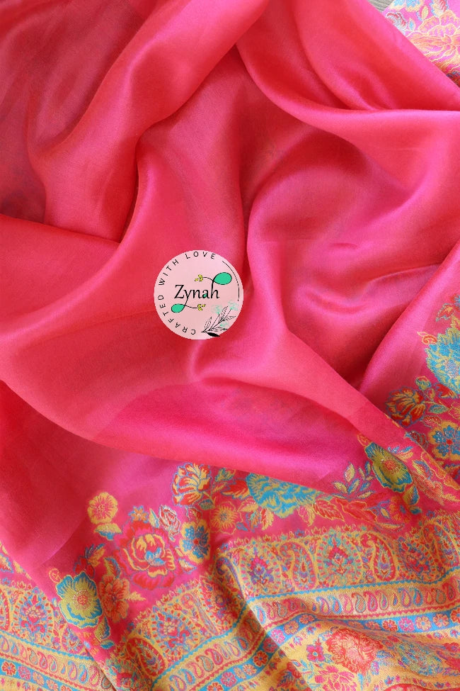Zynah Pure Silk Kani Jamawar Saree with Grand Pallu & Border; Custom Stitched/Ready-made Blouse, Fall, Petticoat; Shipping available USA, Worldwide