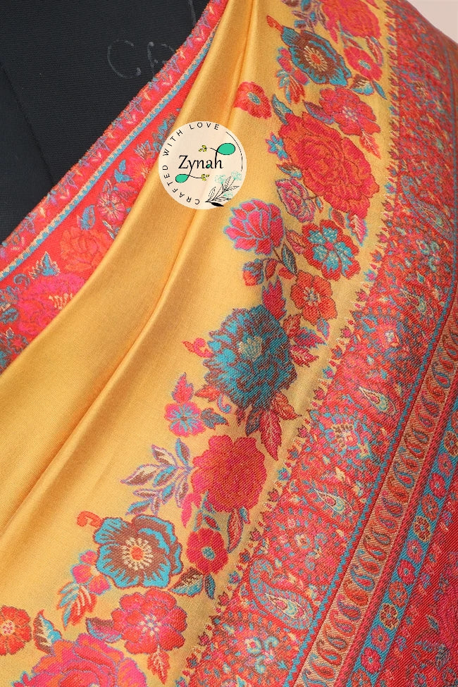 Zynah Pure Silk Kani Jamawar Saree with Grand Pallu & Border; Custom Stitched/Ready-made Blouse, Fall, Petticoat; Shipping available USA, Worldwide
