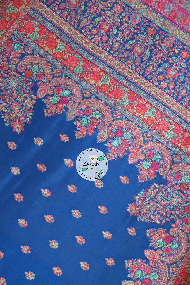 Zynah Pure Silk Kani Jamawar Saree with Butis Body, Grand Pallu & Border; Custom Stitched/Ready-made Blouse, Fall, Petticoat; Shipping available USA, Worldwide