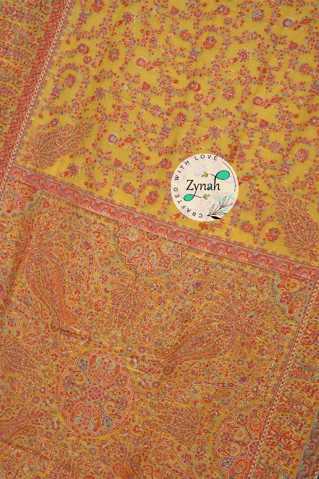 Zynah Pure Silk Kani Jamawar Saree with Grand Pallu & Border; Custom Stitched/Ready-made Blouse, Fall, Petticoat; Shipping available USA, Worldwide