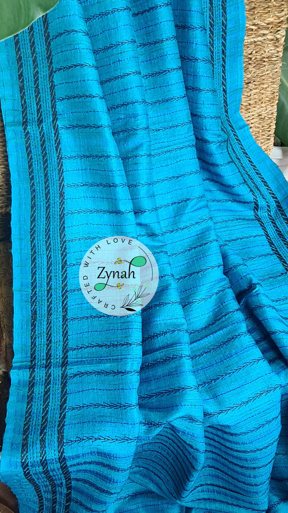 Zynah Handwoven Kantha Silk Saree; Custom Stitched/Ready-made Blouse, Fall, Petticoat; Shipping available USA, Worldwide