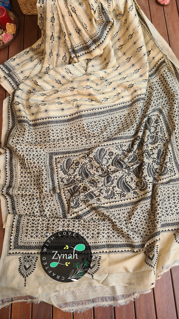 Zynah Pure Tussar Silk Kantha Saree; Custom Stitched/Ready-made Blouse, Fall, Petticoat; Shipping available USA, Worldwide