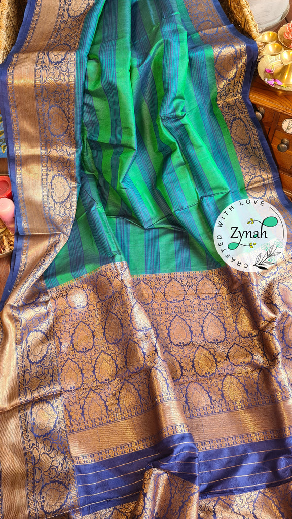 Zynah Pure Tussar Banarasi Silk Saree with Antique Zari; Custom Stitched/Ready-made Blouse, Fall, Petticoat; Shipping available USA, Worldwide
