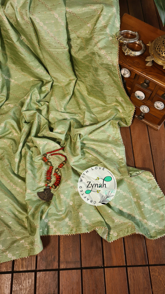 Zynah Pure Munga Silk Saree with Diagonal Stripes, Lehariya Style Weaving & Lace Border; Custom Stitched/Ready-made Blouse, Fall, Petticoat; Shipping available USA, Worldwide