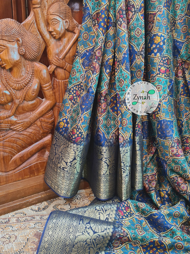 Zynah Pure Munga Silk Saree with Trendy prints & Zari Weave Border; Custom Stitched/Ready-made Blouse, Fall, Petticoat; Shipping available USA, Worldwide