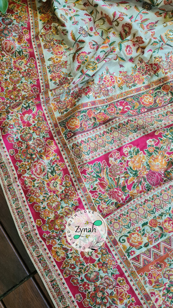 Zynah Pure Kani Silk Cotton Saree with Grand Pallu; Custom Stitched/Ready-made Blouse, Fall, Petticoat; Shipping available USA, Worldwide