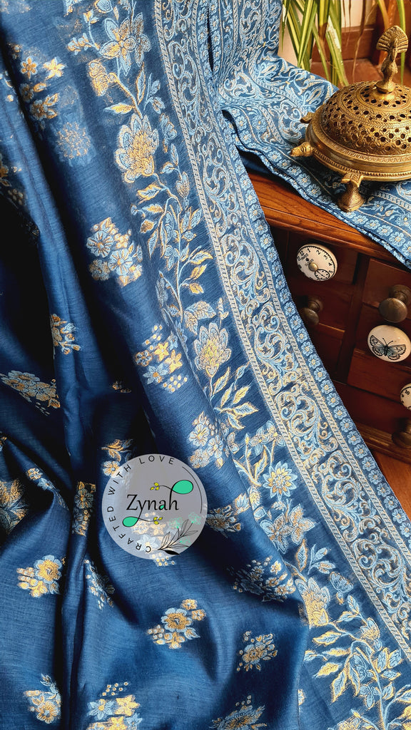 Zynah Pure Raw Silk Kani Saree with Grand Pallu; Custom Stitched/Ready-made Blouse, Fall, Petticoat; Shipping available USA, Worldwide