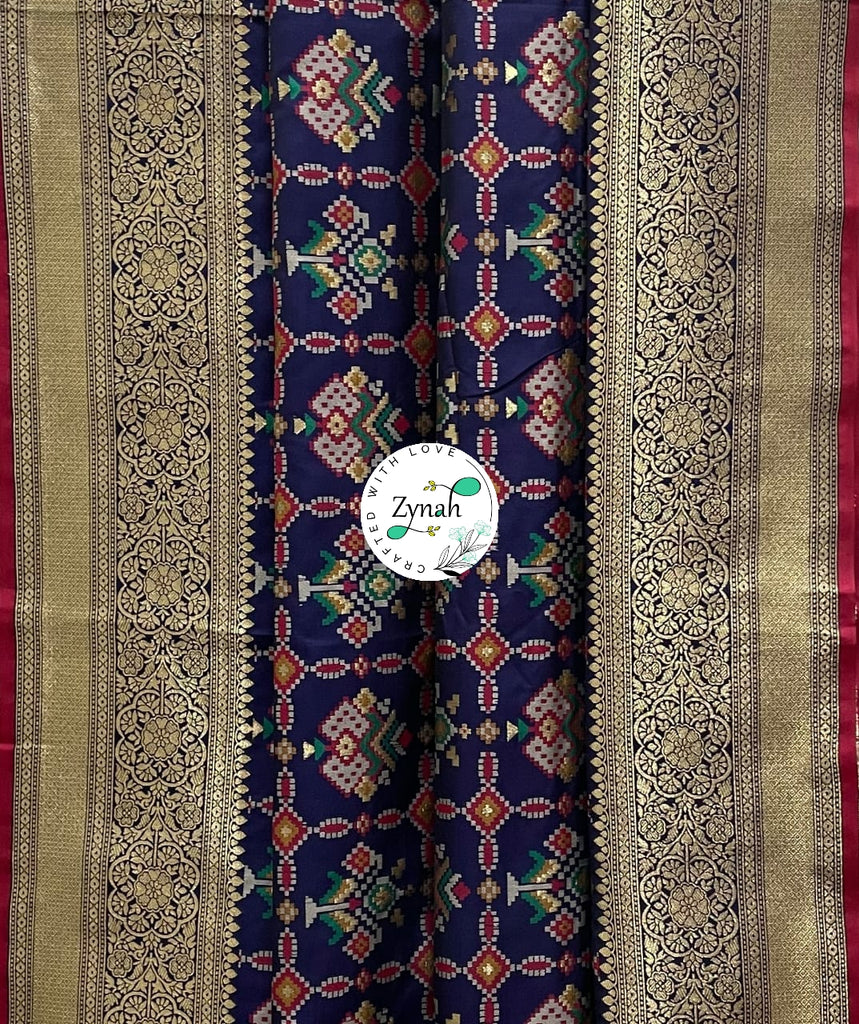 Zynah Pure Banarasi Soft Silk Saree with Patan Patola Weave; Custom Stitched/Ready-made Blouse, Fall, Petticoat; Shipping available USA, Worldwide
