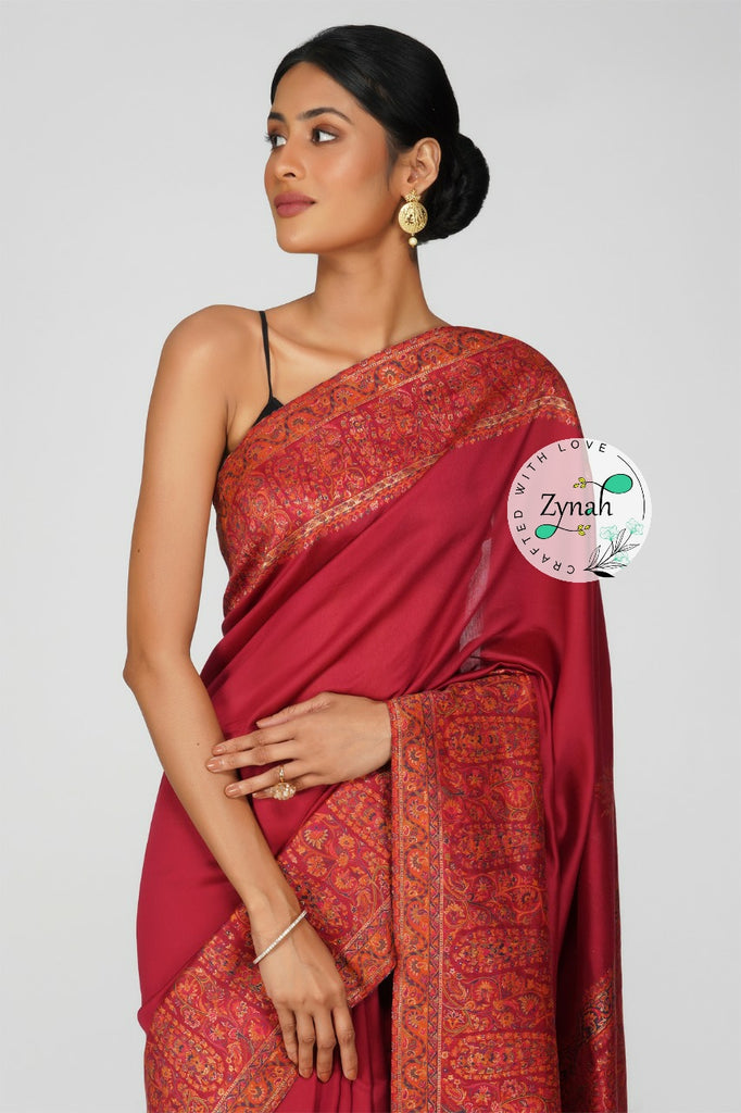 Zynah Pure Silk Kani Jamawar Saree with Grand Pallu & Border; Custom Stitched/Ready-made Blouse, Fall, Petticoat; Shipping available USA, Worldwide