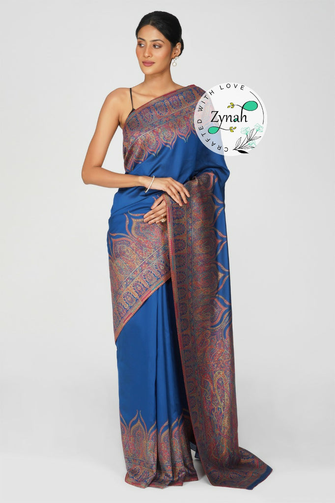 Zynah Pure Silk Kani Jamawar Saree with Grand Pallu & Border; Custom Stitched/Ready-made Blouse, Fall, Petticoat; Shipping available USA, Worldwide