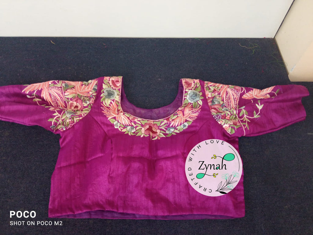 Zynah Pink Color Made to Order Pure Tussar Silk Parsi Gara Handcrafted Saree; Custom Stitched/Ready-made Blouse, Fall, Petticoat; Shipping available USA, Worldwide