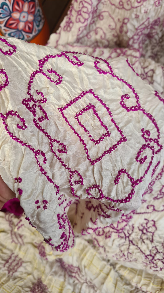 Zynah Pure Gajji Silk Designer Bandhani Saree with Zari Border & Pallu; Custom Stitched/Ready-made Blouse, Fall, Petticoat; Shipping available USA, Worldwide
