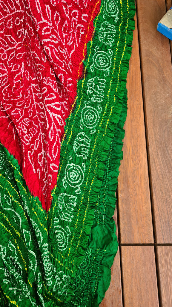 Zynah Pure Gajji Silk Designer Bandhani Saree with Tissue Pallu; Custom Stitched/Ready-made Blouse, Fall, Petticoat; Shipping available USA, Worldwide
