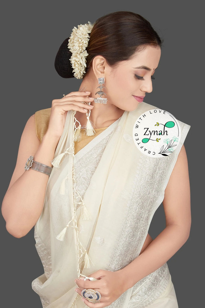 Zynah Pure Banarasi Handloom Khaddi Georgette Saree with Zari Border & Butis; Custom Stitched/Ready-made Blouse, Fall, Petticoat; Shipping available USA, Worldwide