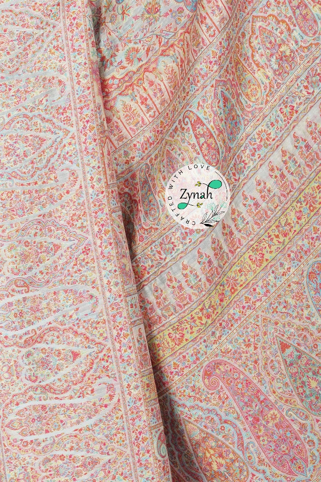 Zynah Pure Silk Kani Jamawar Saree with Grand Pallu & Border; Custom Stitched/Ready-made Blouse, Fall, Petticoat; Shipping available USA, Worldwide