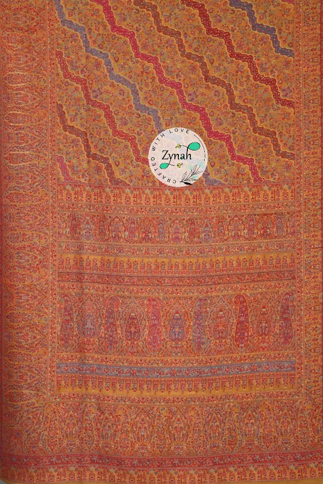 Zynah Pure Silk Kani Jamawar Saree with Grand Pallu & Border; Custom Stitched/Ready-made Blouse, Fall, Petticoat; Shipping available USA, Worldwide