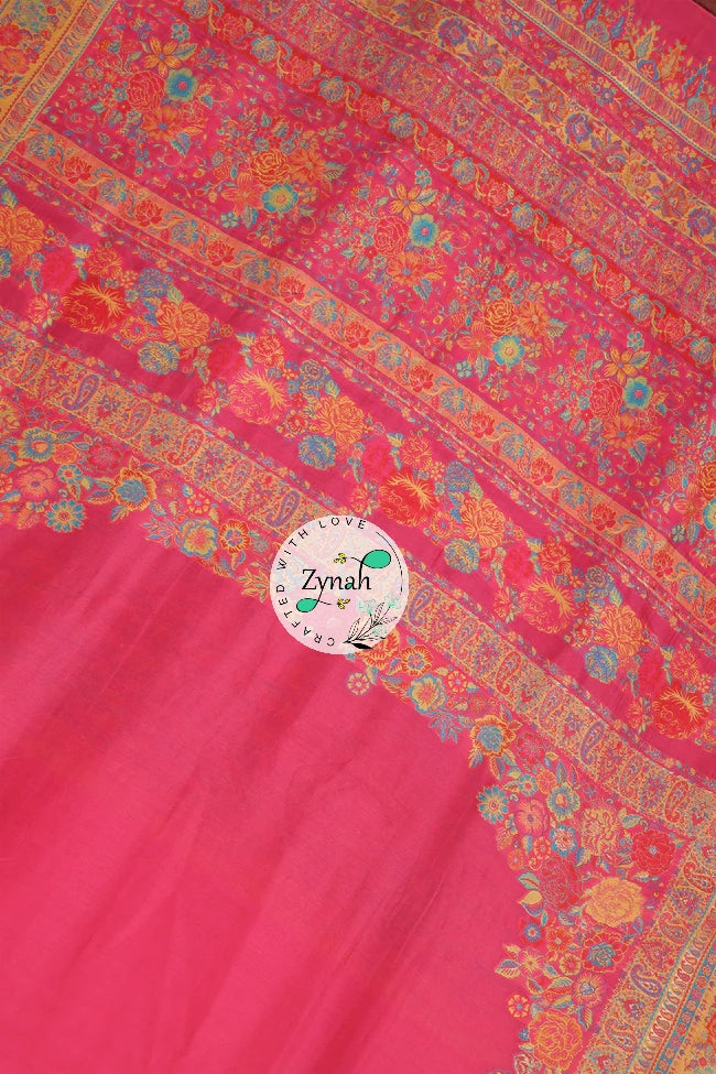 Zynah Pure Silk Kani Jamawar Saree with Grand Pallu & Border; Custom Stitched/Ready-made Blouse, Fall, Petticoat; Shipping available USA, Worldwide