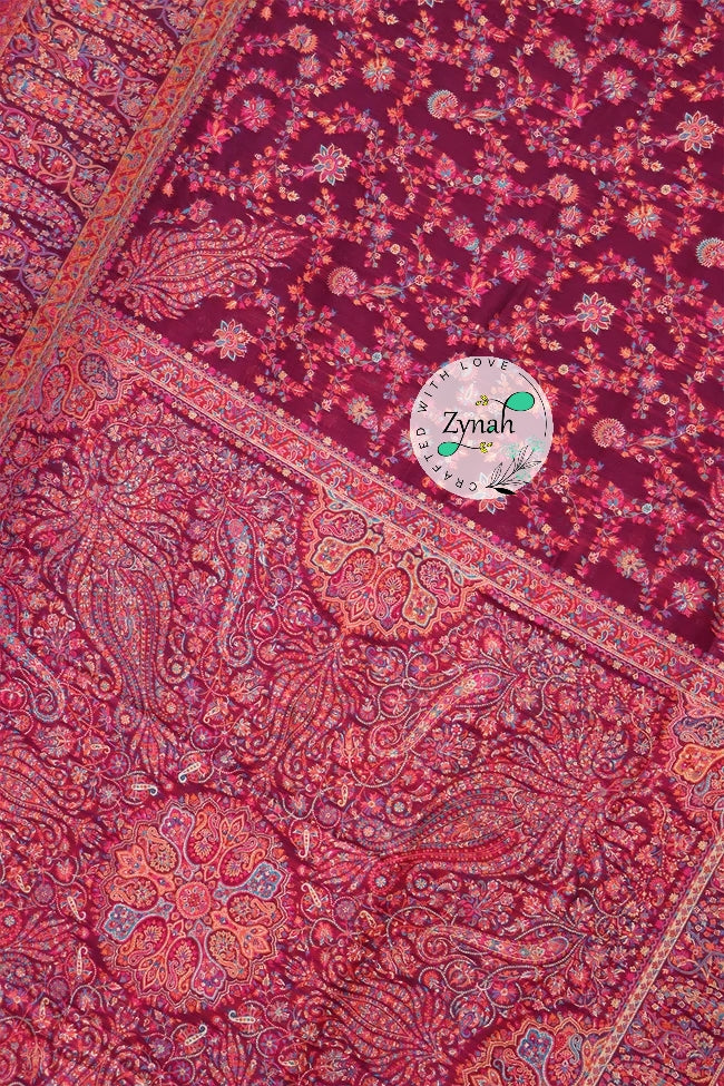 Zynah Pure Silk Kani Jamawar Saree with Grand Pallu & Border; Custom Stitched/Ready-made Blouse, Fall, Petticoat; Shipping available USA, Worldwide