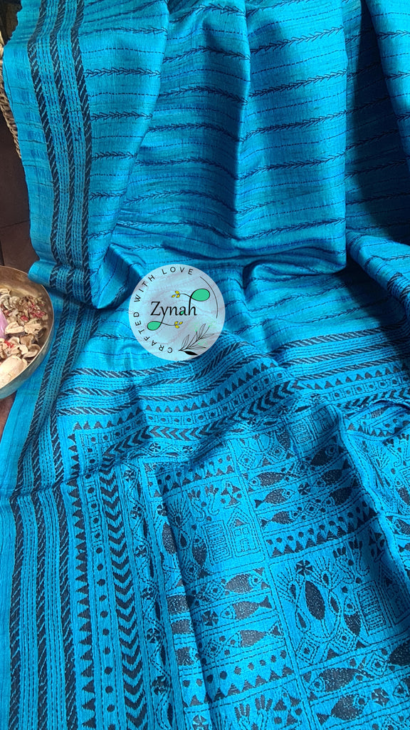 Zynah Handwoven Kantha Silk Saree; Custom Stitched/Ready-made Blouse, Fall, Petticoat; Shipping available USA, Worldwide