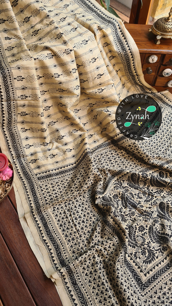 Zynah Pure Tussar Silk Kantha Saree; Custom Stitched/Ready-made Blouse, Fall, Petticoat; Shipping available USA, Worldwide