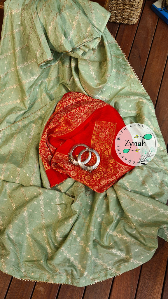 Zynah Pure Munga Silk Saree with Diagonal Stripes, Lehariya Style Weaving & Lace Border; Custom Stitched/Ready-made Blouse, Fall, Petticoat; Shipping available USA, Worldwide