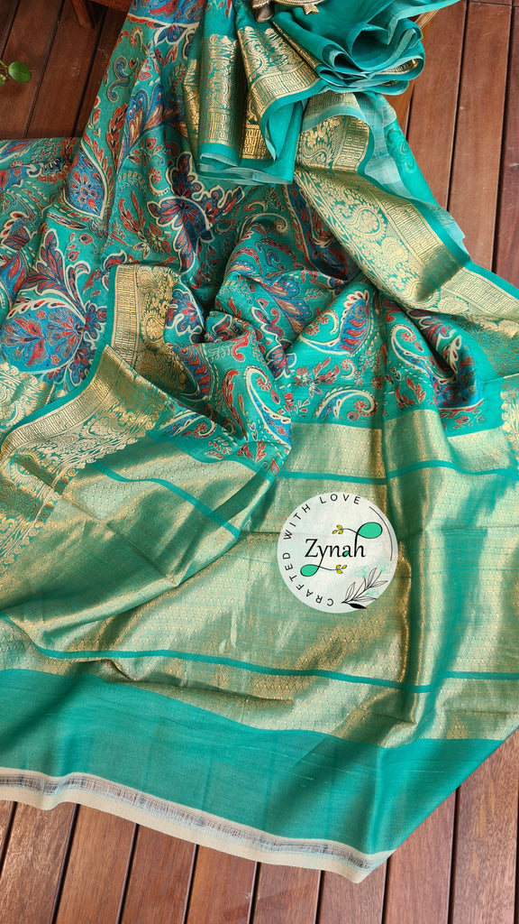 Zynah Pure Tussar Banarasi Silk Saree; Custom Stitched/Ready-made Blouse, Fall, Petticoat; Shipping available USA, Worldwide
