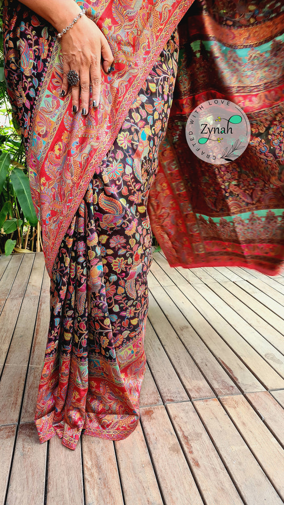 Zynah Pure Kani Silk Saree with Grand Pallu; Custom Stitched/Ready-made Blouse, Fall, Petticoat; Shipping available USA, Worldwide