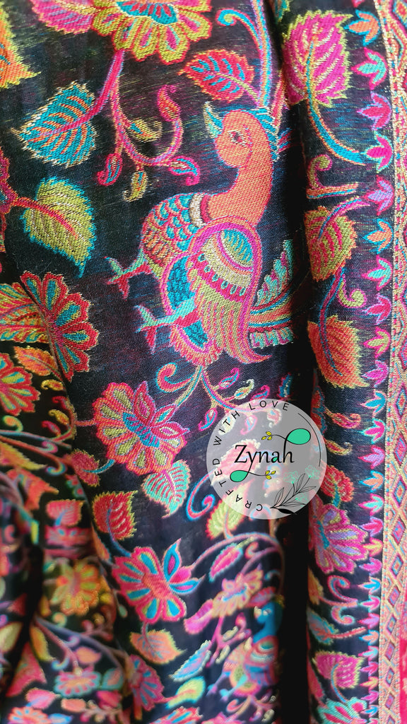 Zynah Pure Kani Silk Saree with Grand Pallu; Custom Stitched/Ready-made Blouse, Fall, Petticoat; Shipping available USA, Worldwide