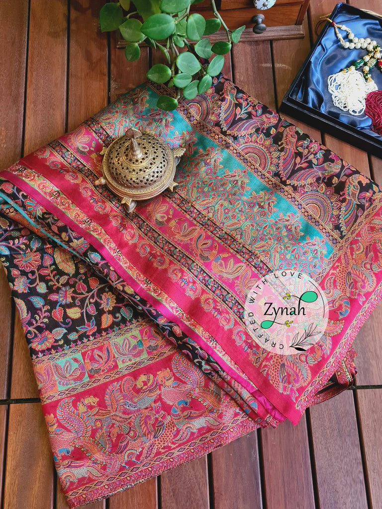 Zynah Pure Kani Silk Saree with Grand Pallu; Custom Stitched/Ready-made Blouse, Fall, Petticoat; Shipping available USA, Worldwide